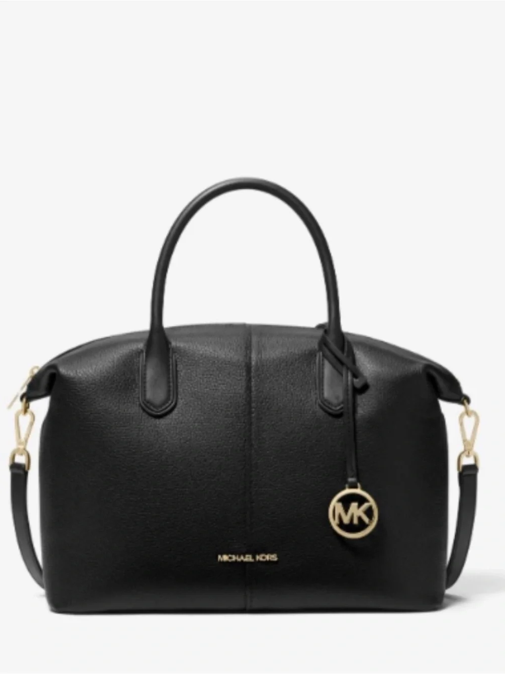 Michael Kors Black Leather Satchel with Gold Hardware
